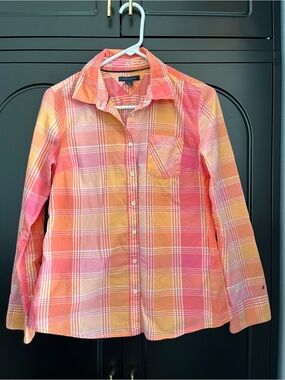 Tommy Hilfiger Pink Coral & Yellow Plaid Button-Down Shirt